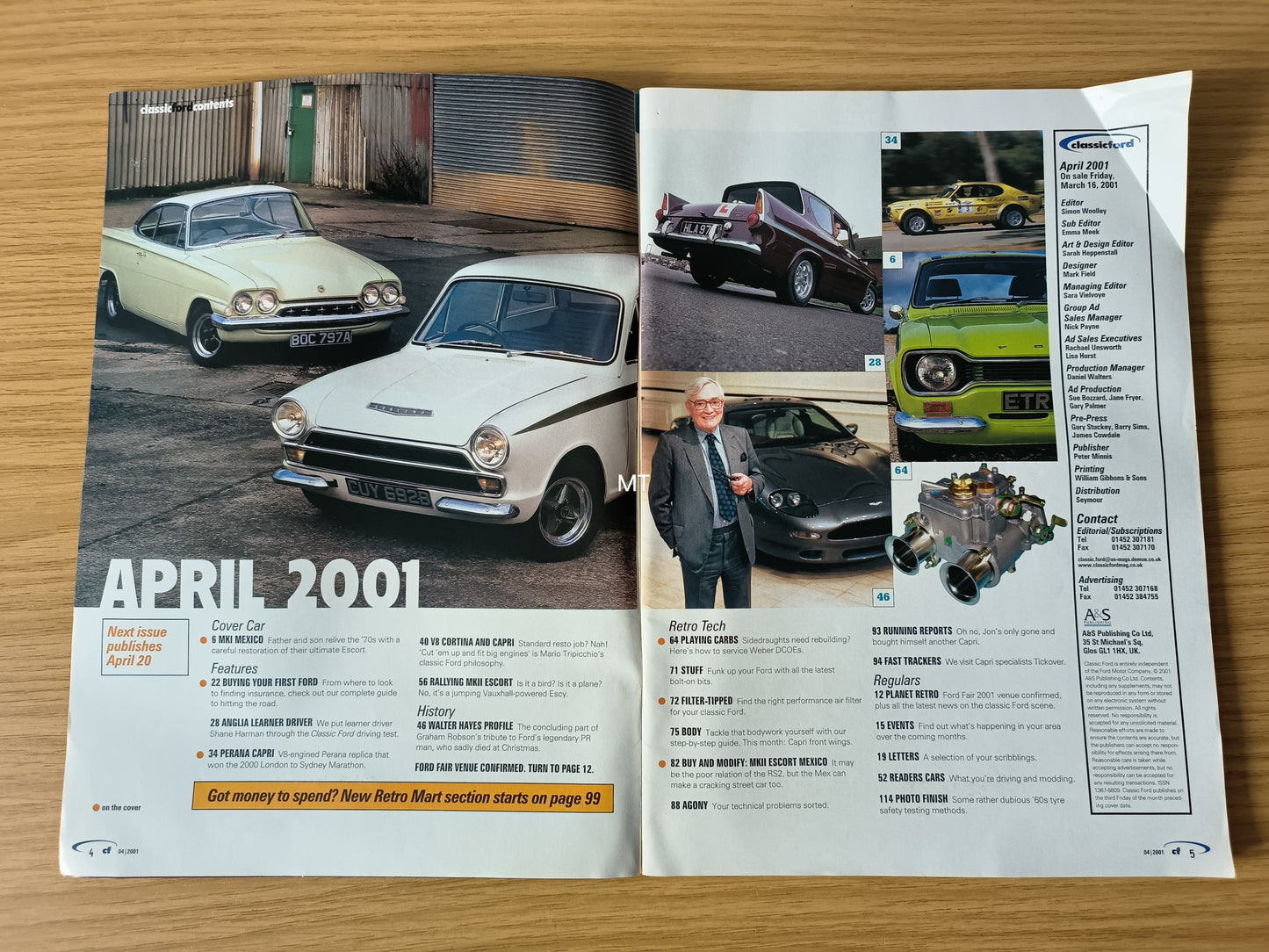 CLASSIC FORD Magazine April 2001 (1117) MK1 Mexico Capri Anglia Cortina