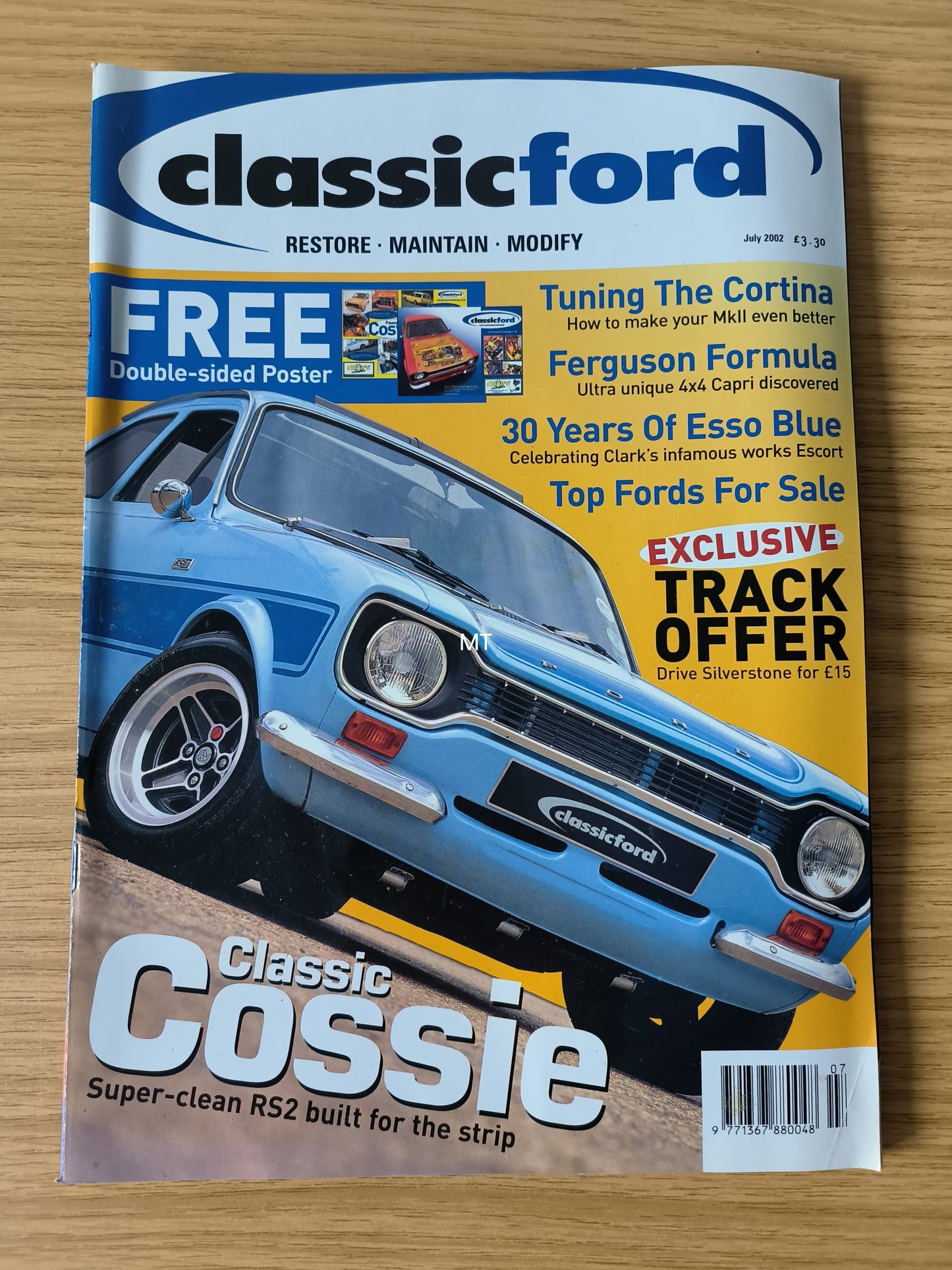 CLASSIC FORD Magazine July 2002 (1117) POSTER Capri 4x4 Escort Cortina + Cosworth