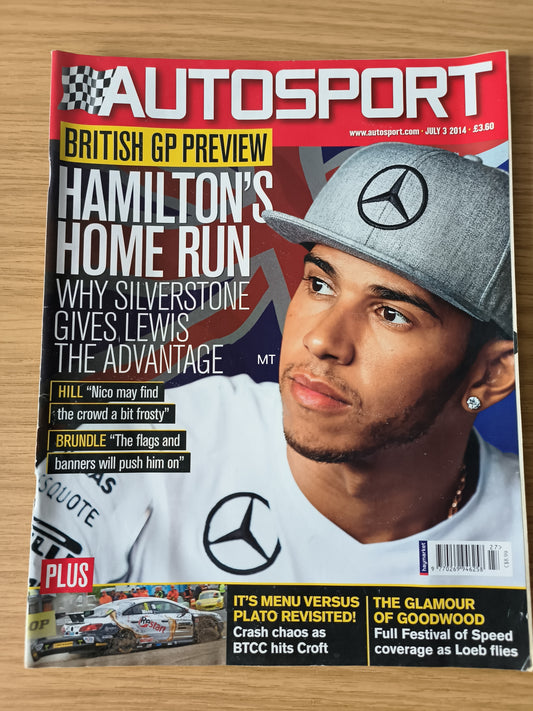 Autosport Magazine 3 July 2014 (RARE)(1118) Lewis Hamilton British GP Preview Damon Hill Brundle BTCC