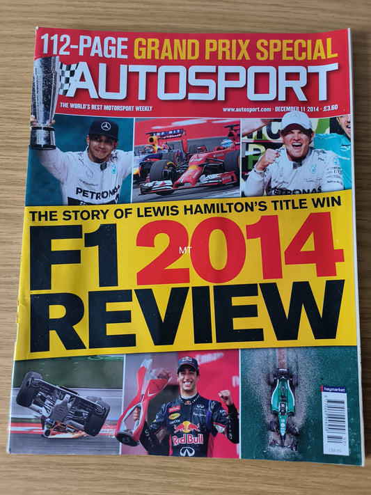 Autosport Magazine 11 Dec 2014 (RARE)(1118) F1 2014 Season Review Lewis Hamilton Rosberg Ricciardo