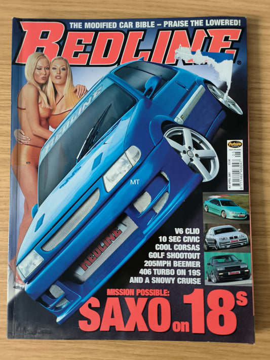 Redline Magazine April 2001 | Katie Richmond | Ginnie Richmond | Saxo on 18s | V6 Clio | Civic 10 Sec