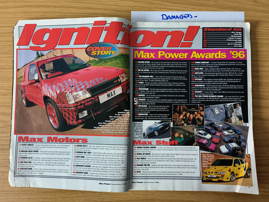 Max Power Magazine December 1996 | 360BHP Cossie Pug Van | Awards Special | Damaged Copy