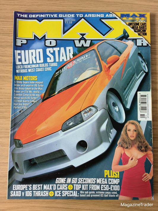 Max Power Magazine September 2000 Gemma Jones Modified Cars Euro Star Civic Supra