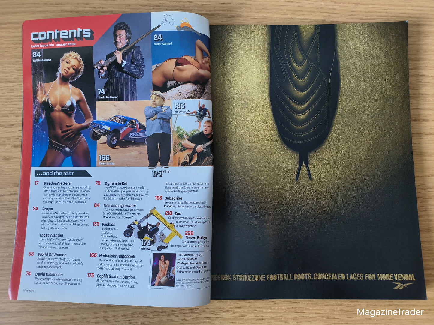 Loaded Magazine August 2002 100th Issue Lucy Clarkson Nell McAndrew David Dickinson