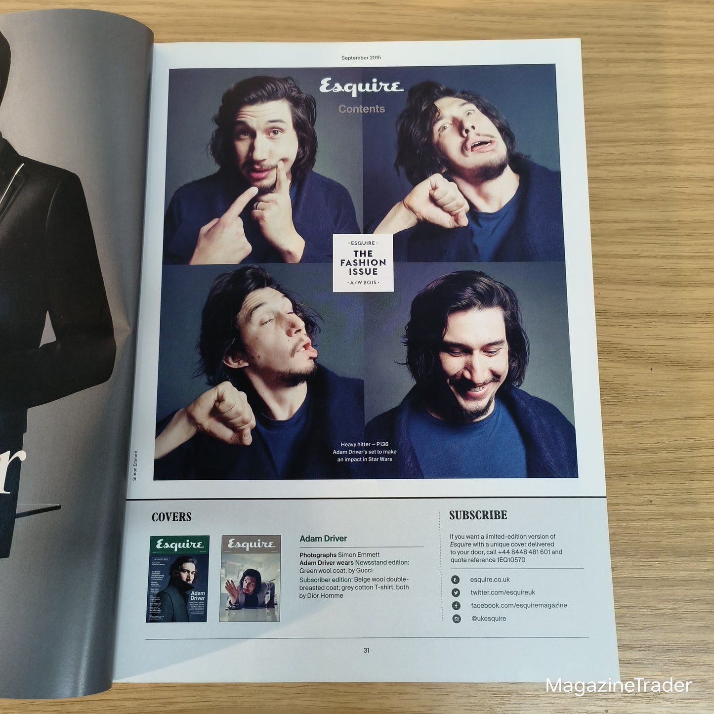 Esquire Magazine September 2015 Adam Driver Fashion Issue A/W '15 Style