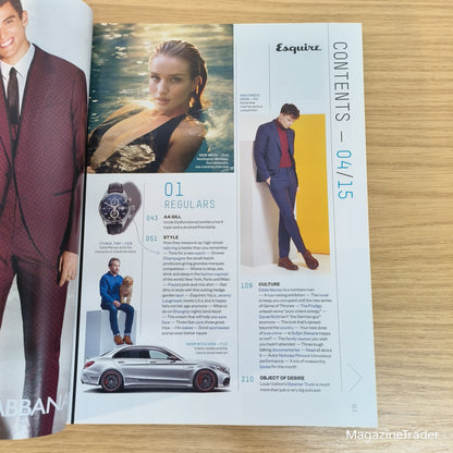 Esquire Magazine April 2015 Rosie Huntington-Whiteley Model Fashion New Casual