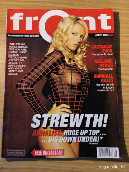 Front Magazine August 2000 - Annalise, Melanie Sykes, Monica Bellucci