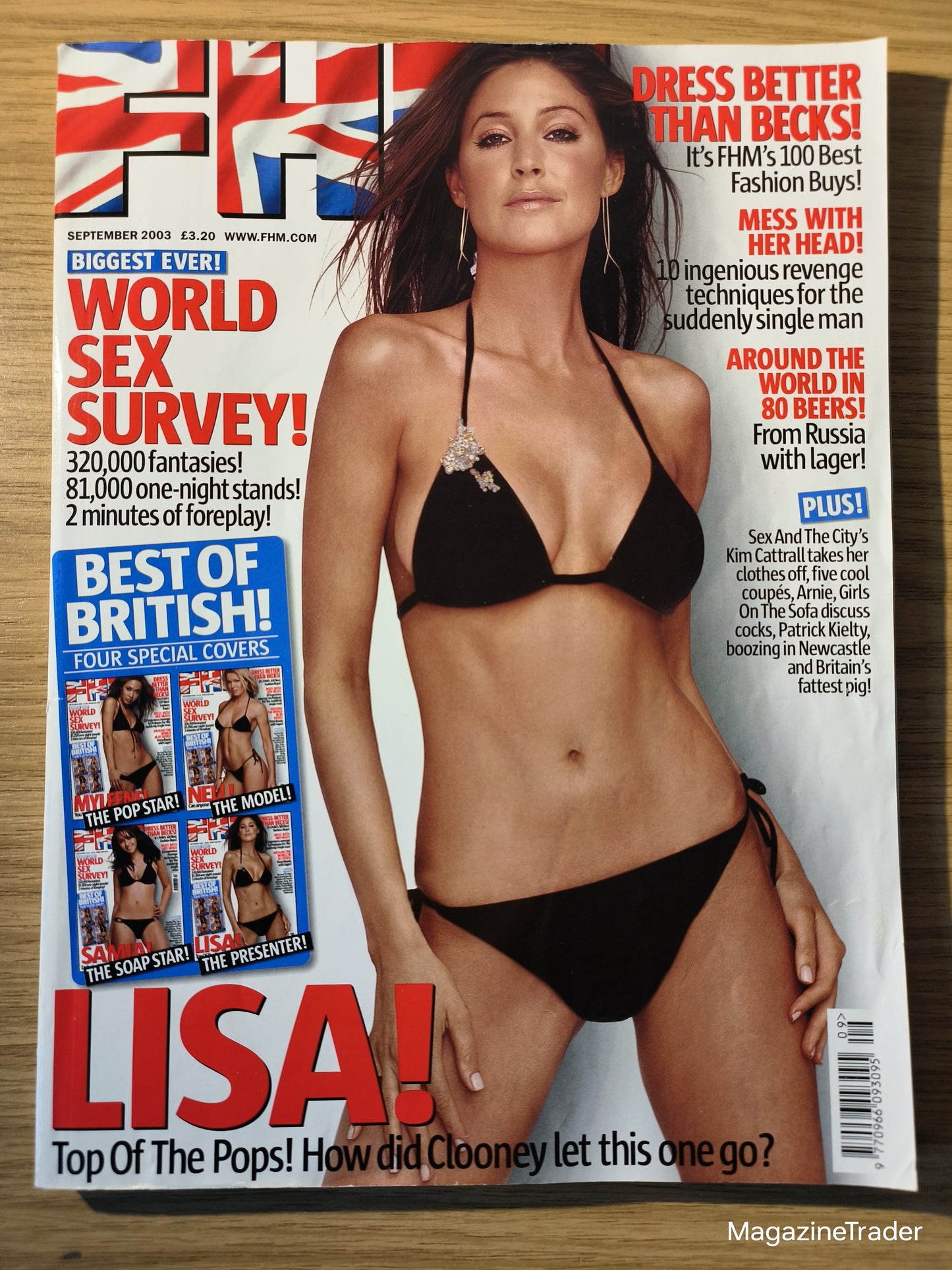 FHM Magazine September 2003 - Lisa Model, Best of British Models, Kim Cattrall, Arnie, Patrick Kielty