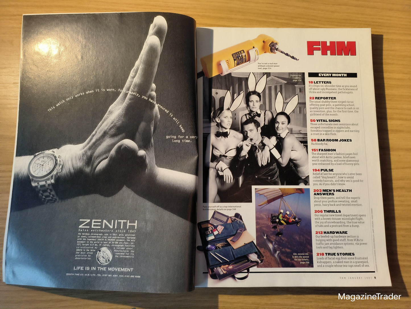 FHM Magazine January 1997 - Gillian Anderson Model, 30 Pervy Sex Tips, Pirelli Girls, Peter Stringfellow