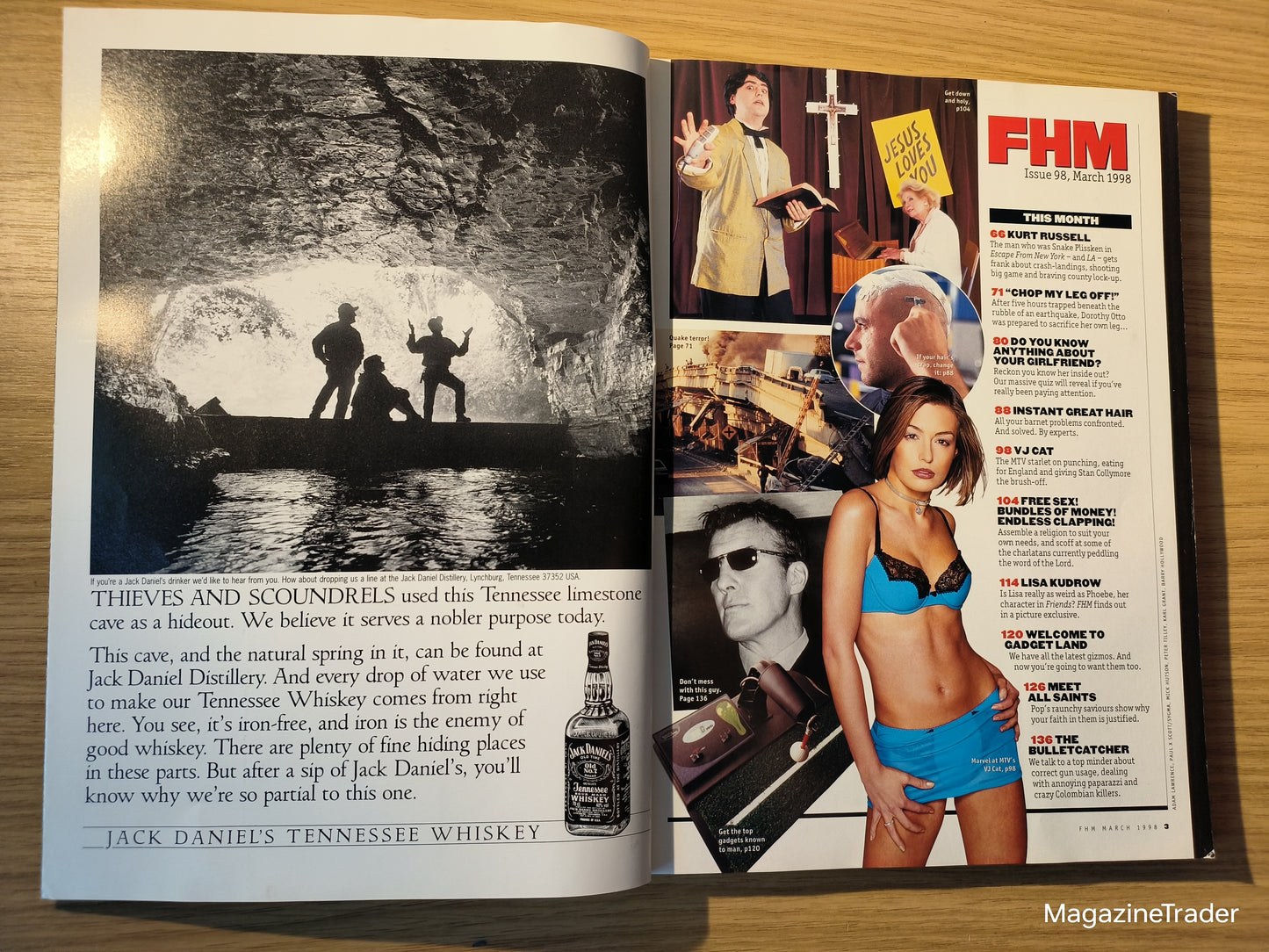 FHM Magazine March 1998 - All Saints Models, Kurt Russell, Lisa Kudrow, Monster Fashion Special