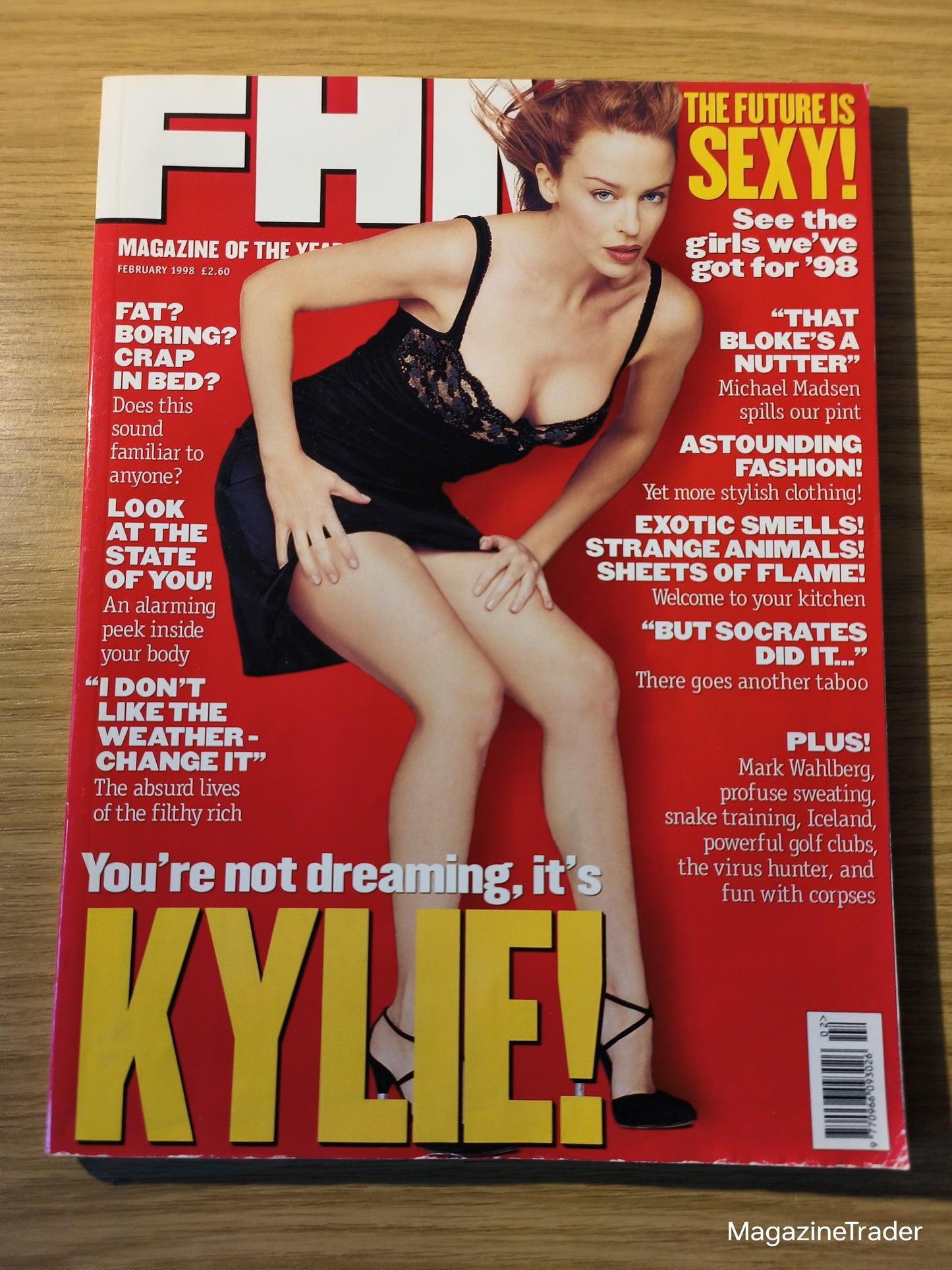 FHM Magazine February 1998 - Kylie Minogue Model, Michael Madsen, Mark Wahlberg, Exotic Smells
