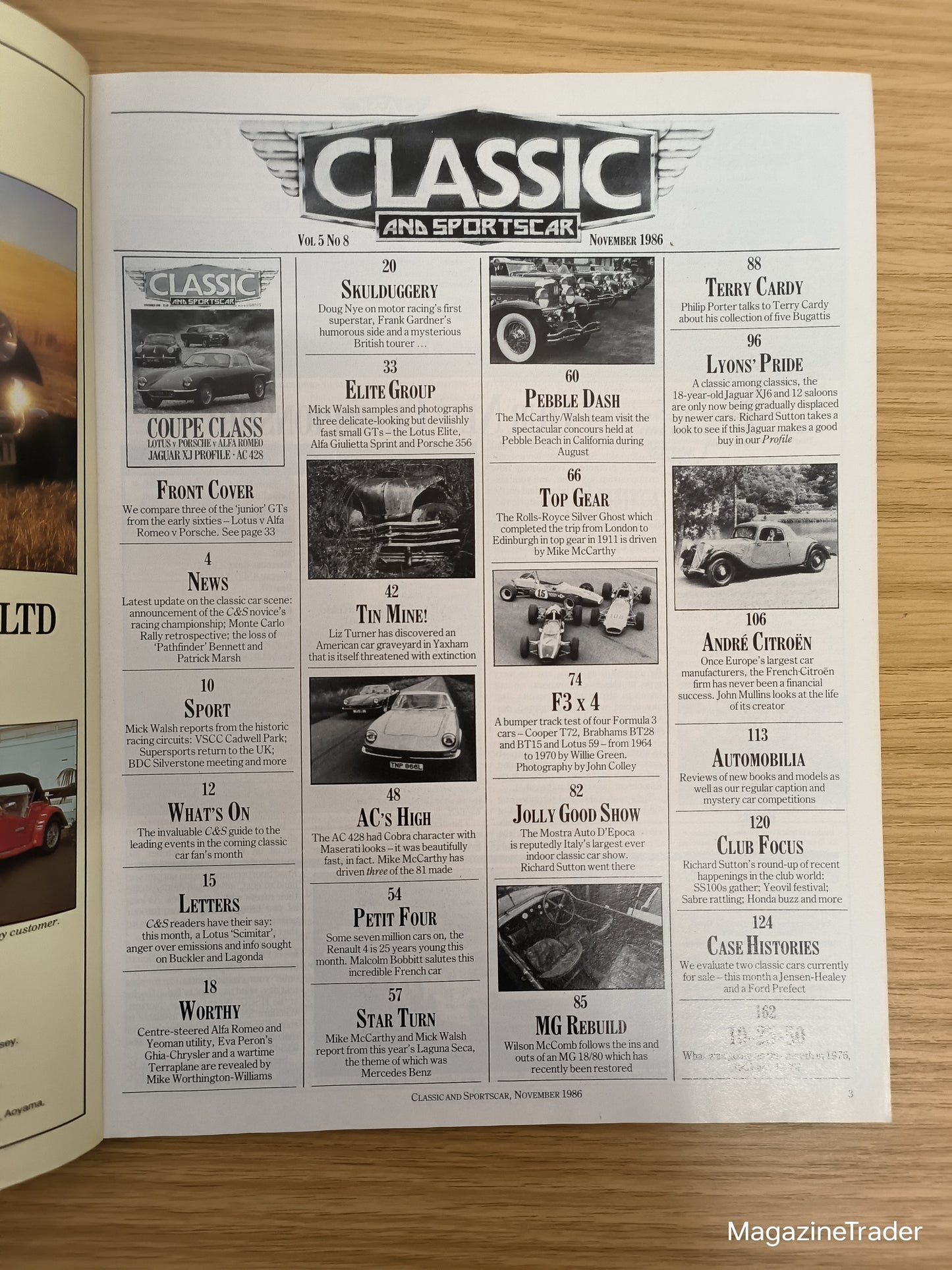 Classic and Sportscar Magazine November 1986 Lotus Elite Porsche 356 Jaguar XJ