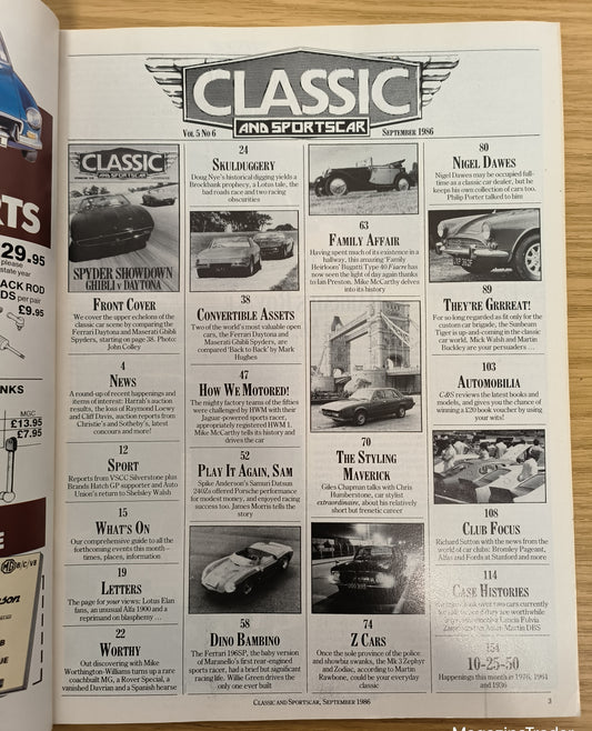 Classic & Sports Car October 1986 (1155) Aston Martin V8 Vantage Jaguar XKSS