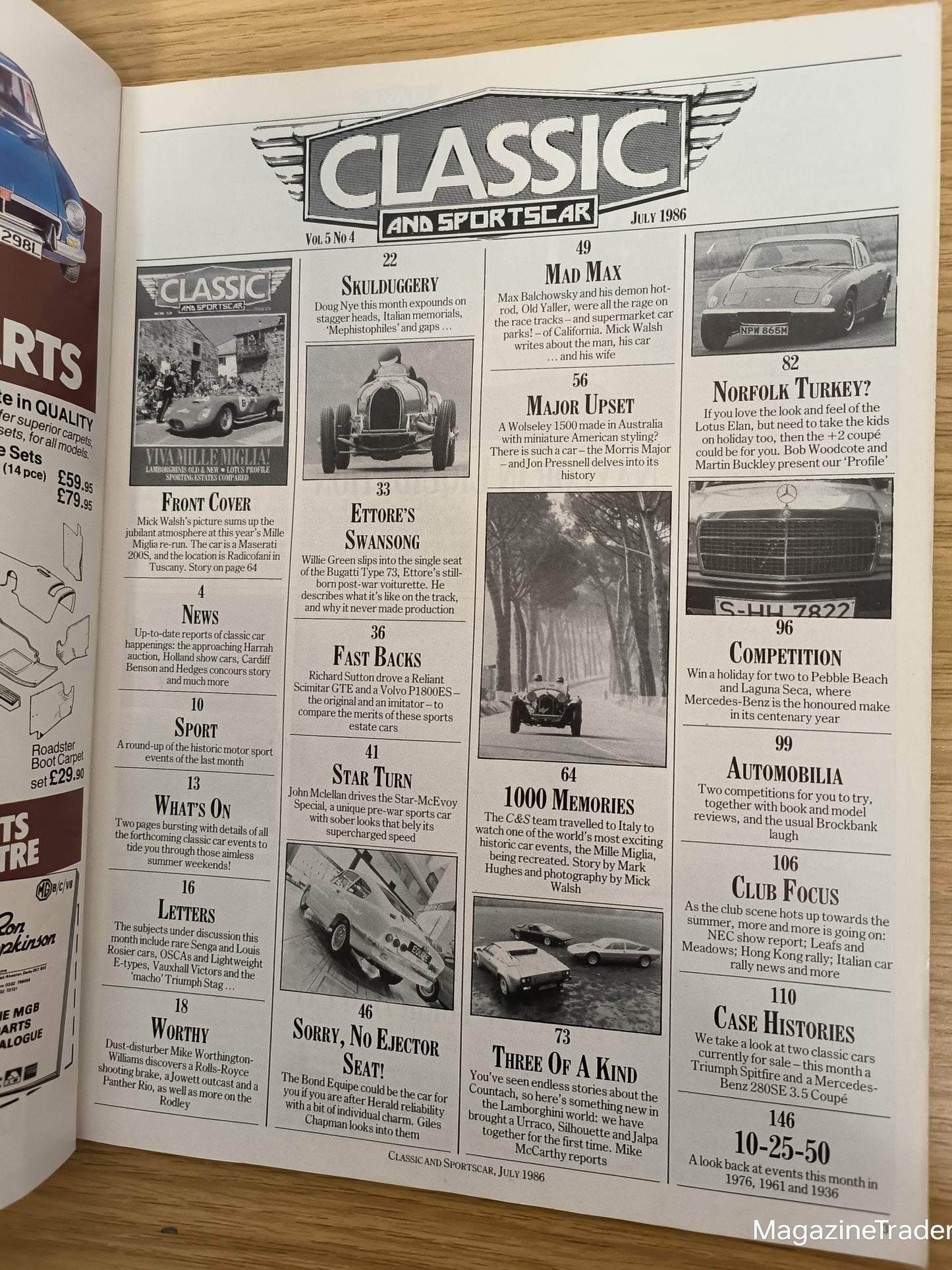 Classic and Sportscar Magazine July 1986 (1155)  Viva Mille Miglia Lamborghini Lotus