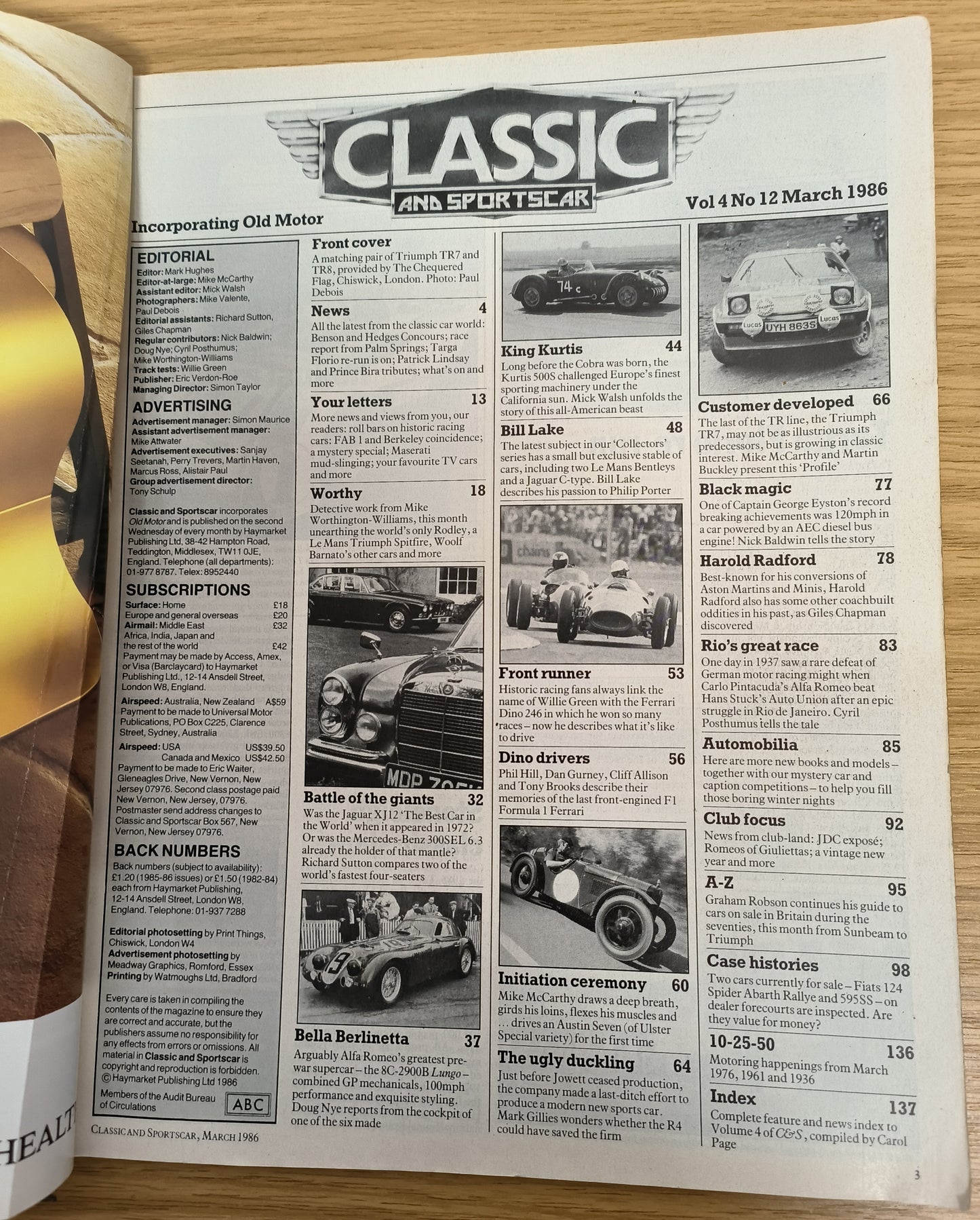Classic and Sportscar Magazine March 1986 Tame TR Triumph Rising Classic