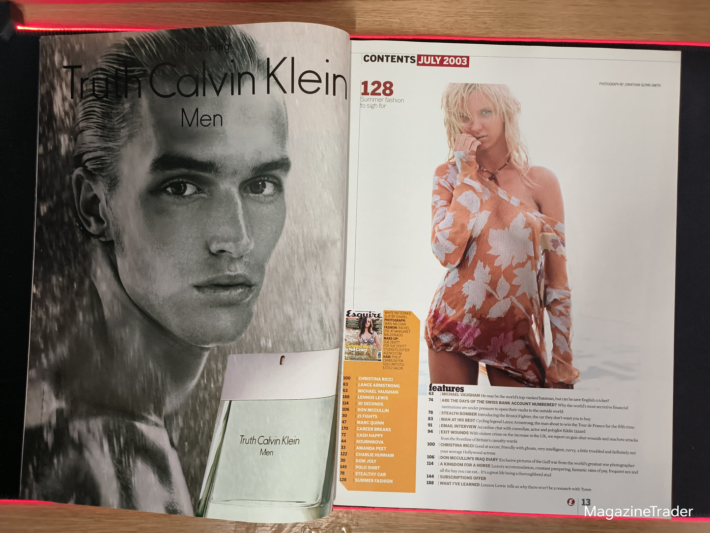 Esquire Magazine July 2003 Christina Ricci Not Crazy Lance Armstrong Don McCullin Iraq