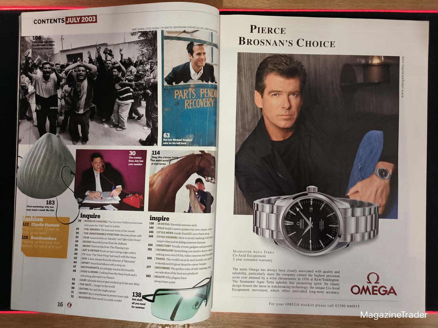 Esquire Magazine July 2003 Christina Ricci Not Crazy Lance Armstrong Don McCullin Iraq