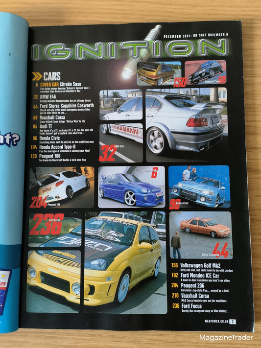 Max Power Magazine December 2001 (1161) Sarah Jayne Citroen Saxo Sierra Cosworth Bed