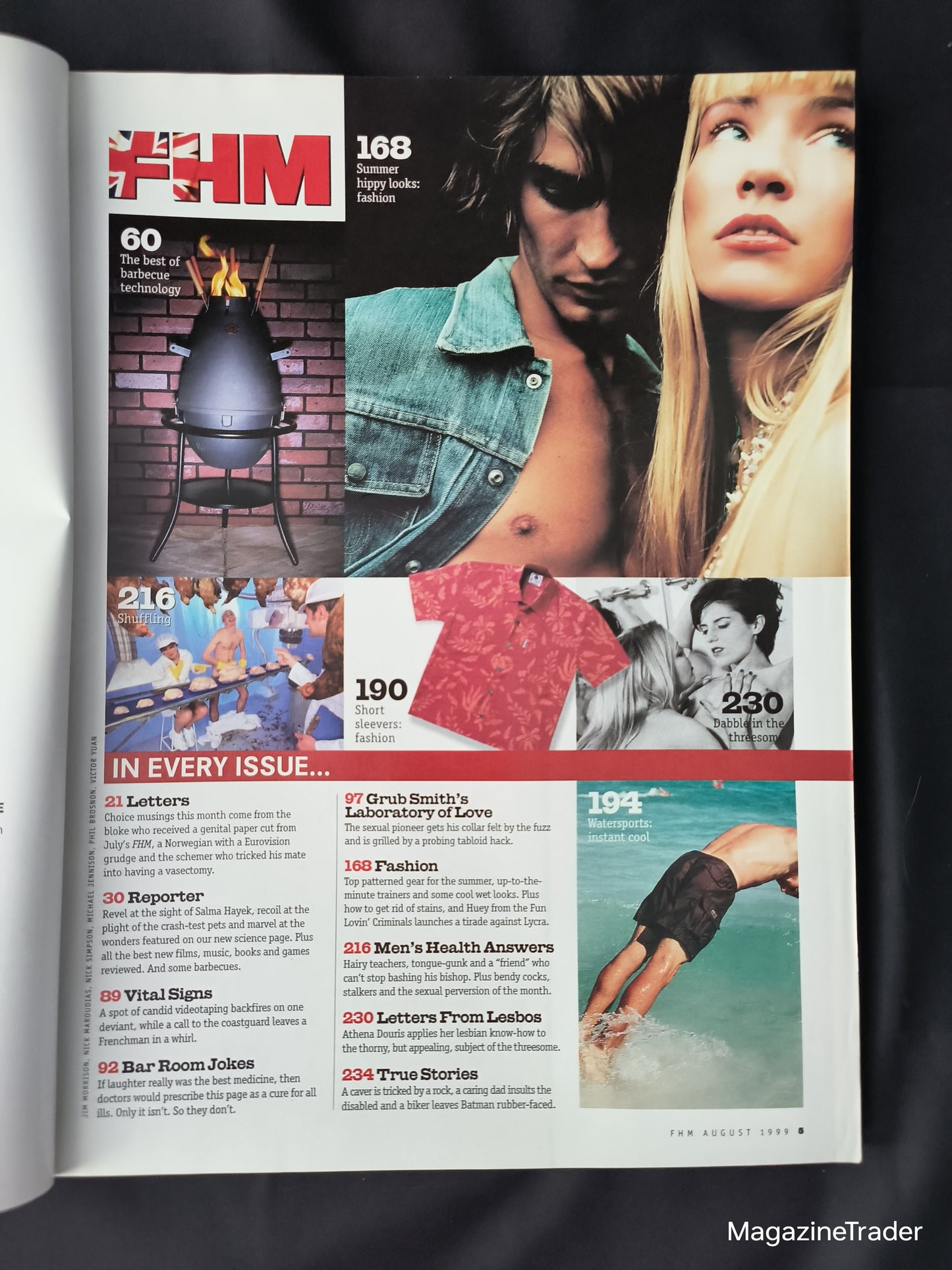 FHM Magazine August 1999 (1165) Louise Nurding Cover 2 of 4 Kelly Brook Cat Deeley