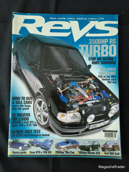 Revs Magazine November 2000 (1166) 350bhp Escort RS Turbo Golf VR6 Mazda 323 Nova
