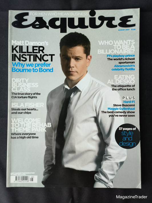 Esquire Magazine August 2007 (1169) Matt Damon Cover Isla Fisher Tiger Woods F1