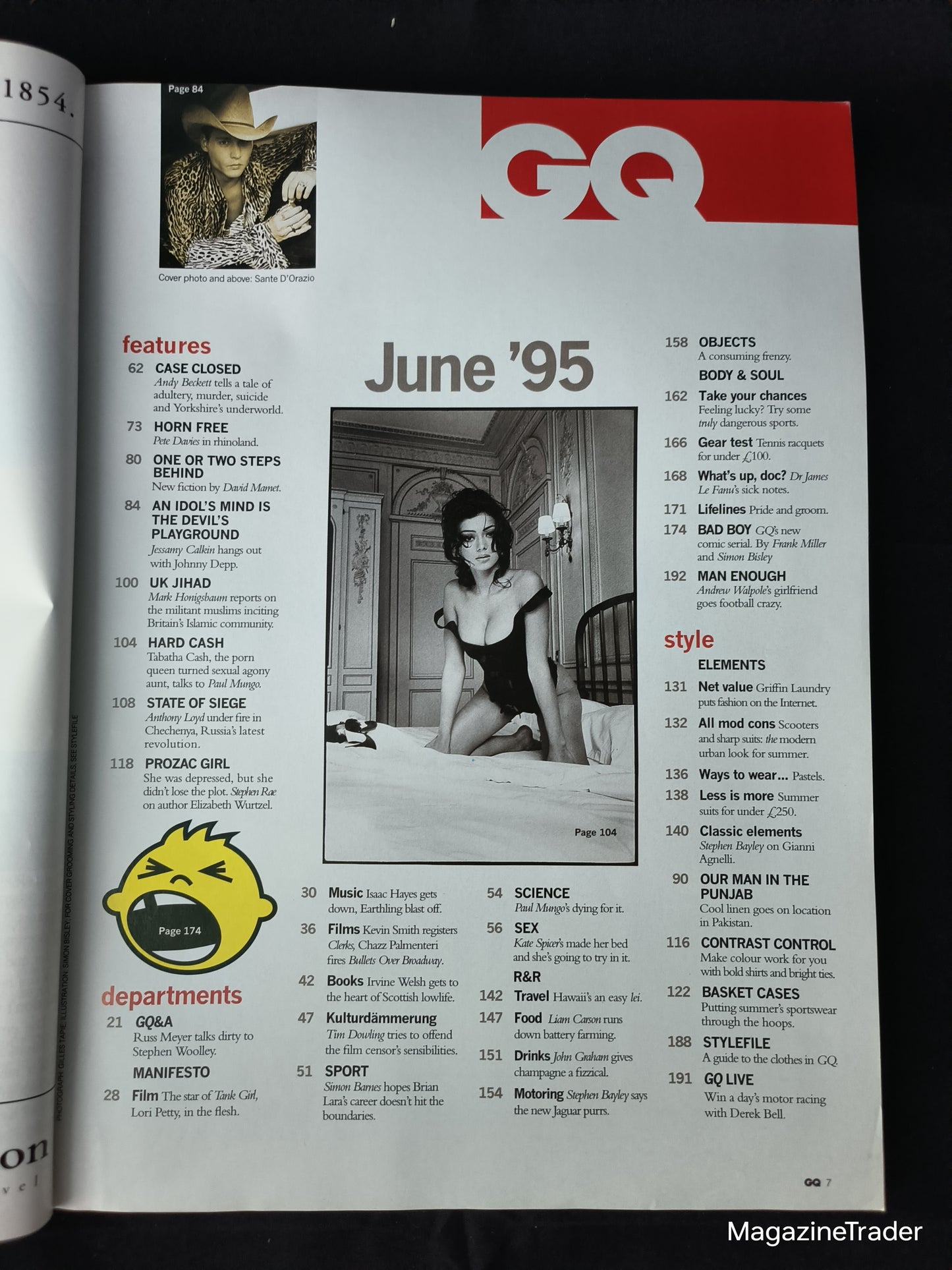 GQ Magazine June 1995 (1170) Johnny Depp Cover Frank Miller Bad Boy Comic Tabatha Cash