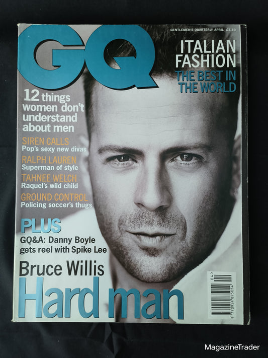 GQ Magazine April 1996 (1170) Bruce Willis Cover Danny Boyle Spike Lee Tahnee Welch