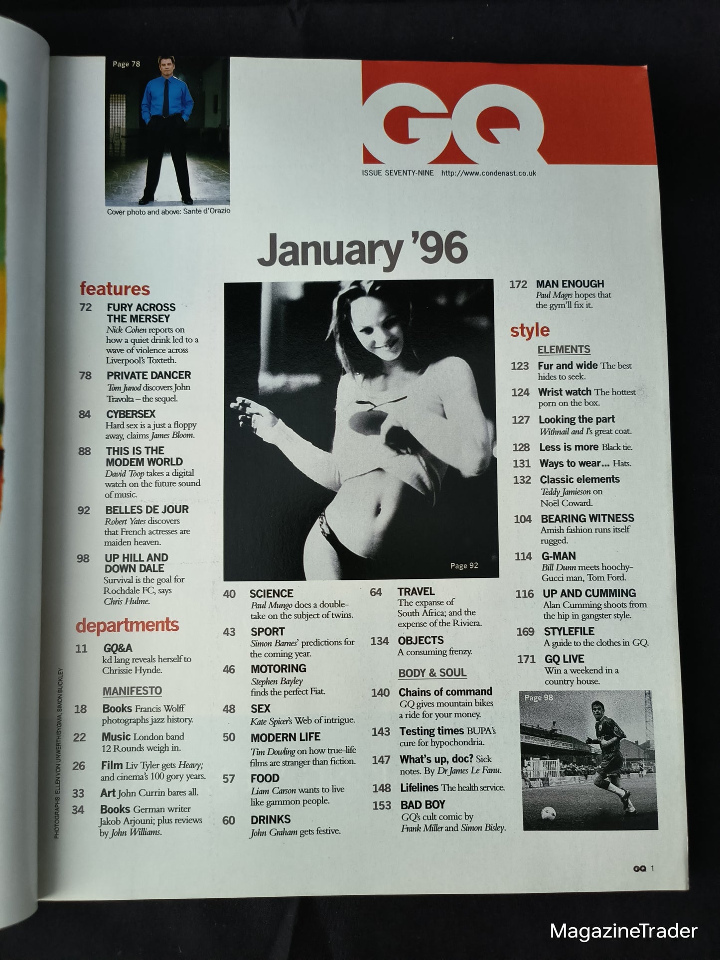 GQ Magazine January 1996 (1170) John Travolta Cover Tom Ford Gucci KD Lang Bad Boy