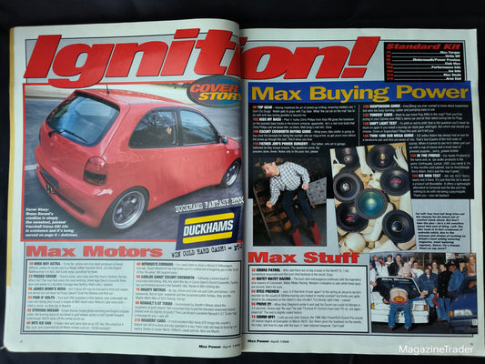 Max Power Magazine April 1996 (1171) Corsa GSi Cover Rieger Astra Escort Cosworth