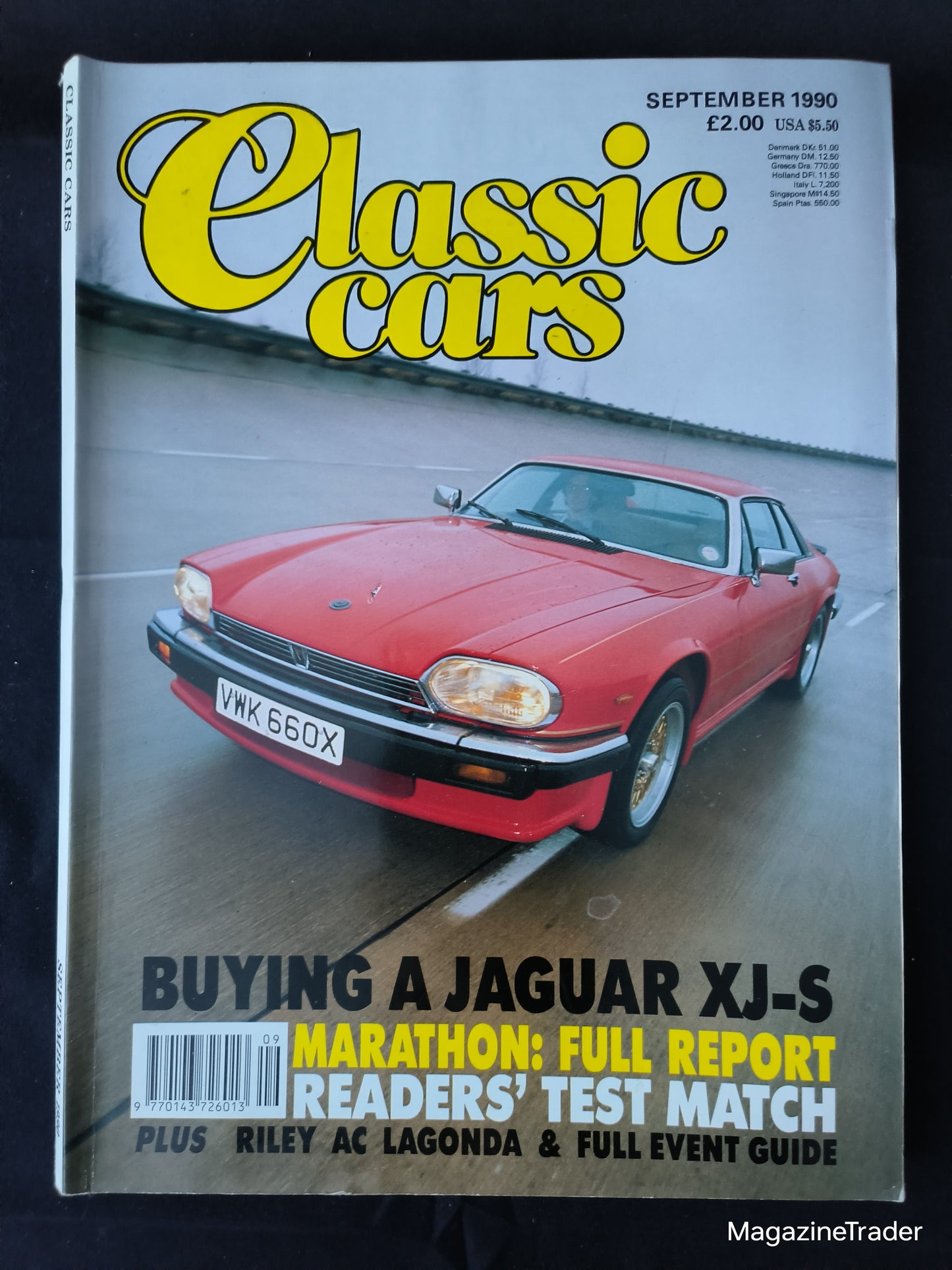Classic Cars Magazine September 1990 (1173) Jaguar XJ-S Buying Guide Riley AC Lagonda