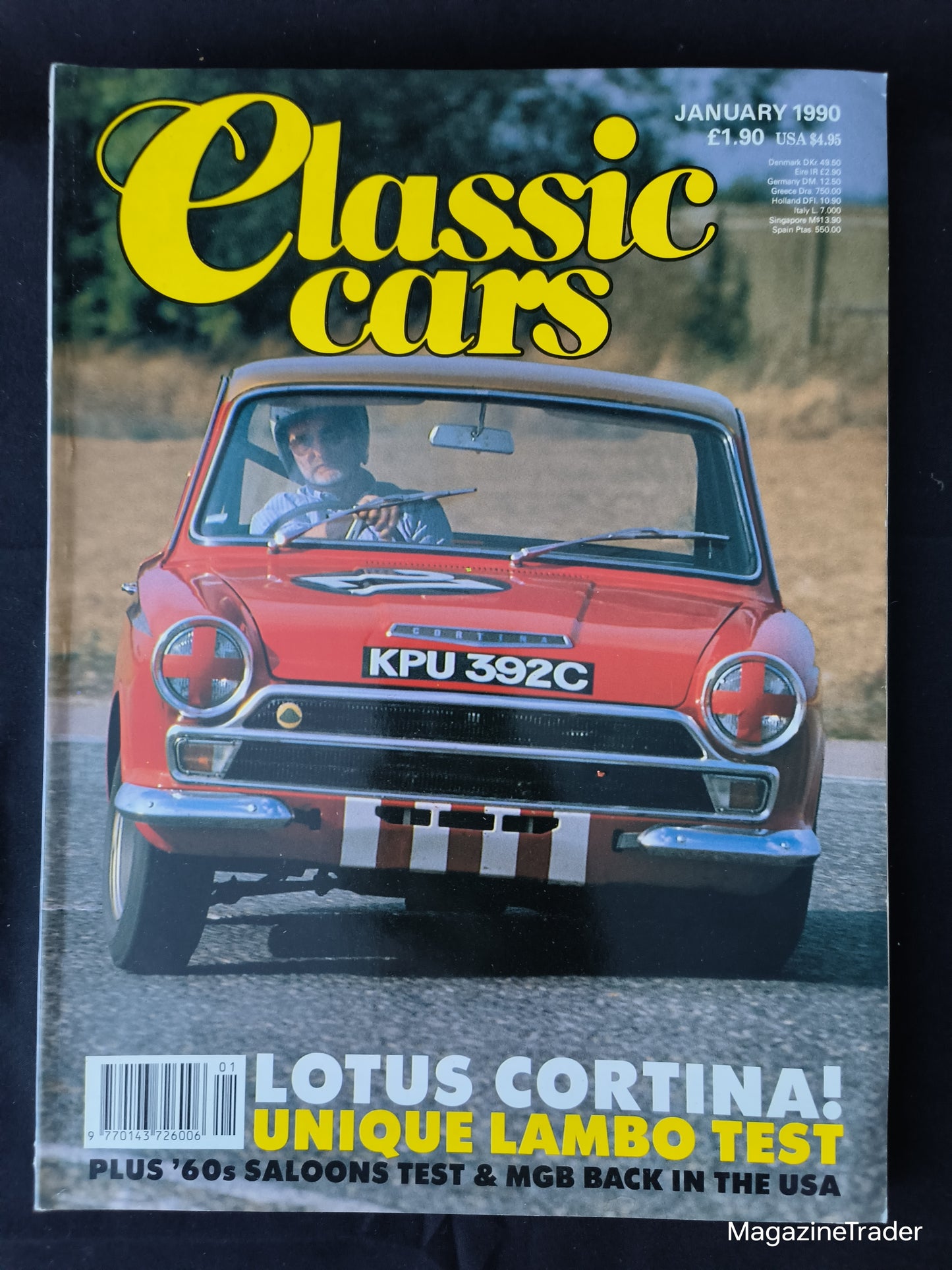 Classic Cars Magazine January 1990 (1173) Lotus Cortina Cover Lamborghini Flying Star