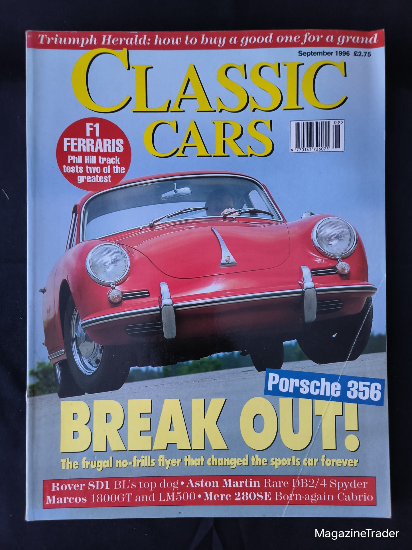 Classic Cars Magazine September 1996 (1173) Porsche 356 Cover Ferrari F1 Rover SD1