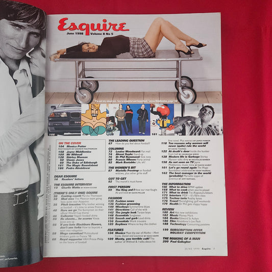 Esquire Magazine June 1998 (1196) Monica Potter Cover Jayne Middlemiss Fold Out