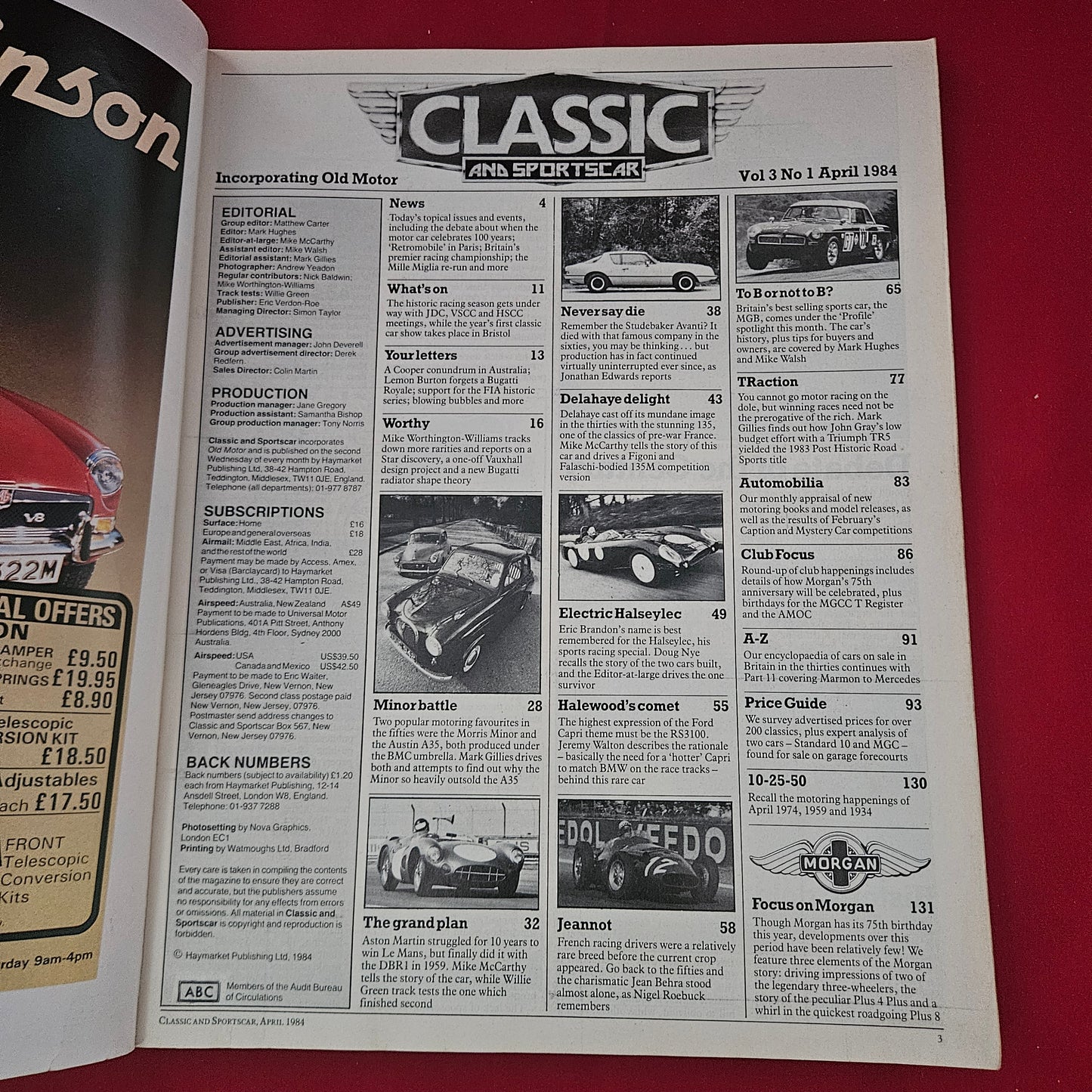 Classic and Sportscar Magazine April 1984 (1197) MGB Aston Martin DBR1 Morgan