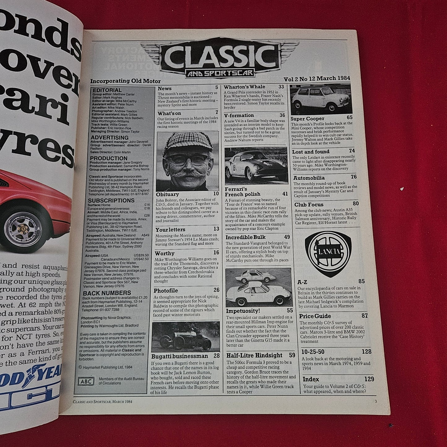 Classic and Sportscar Magazine March 1984 (1197) Mini-Cooper Ferrari Tour de France