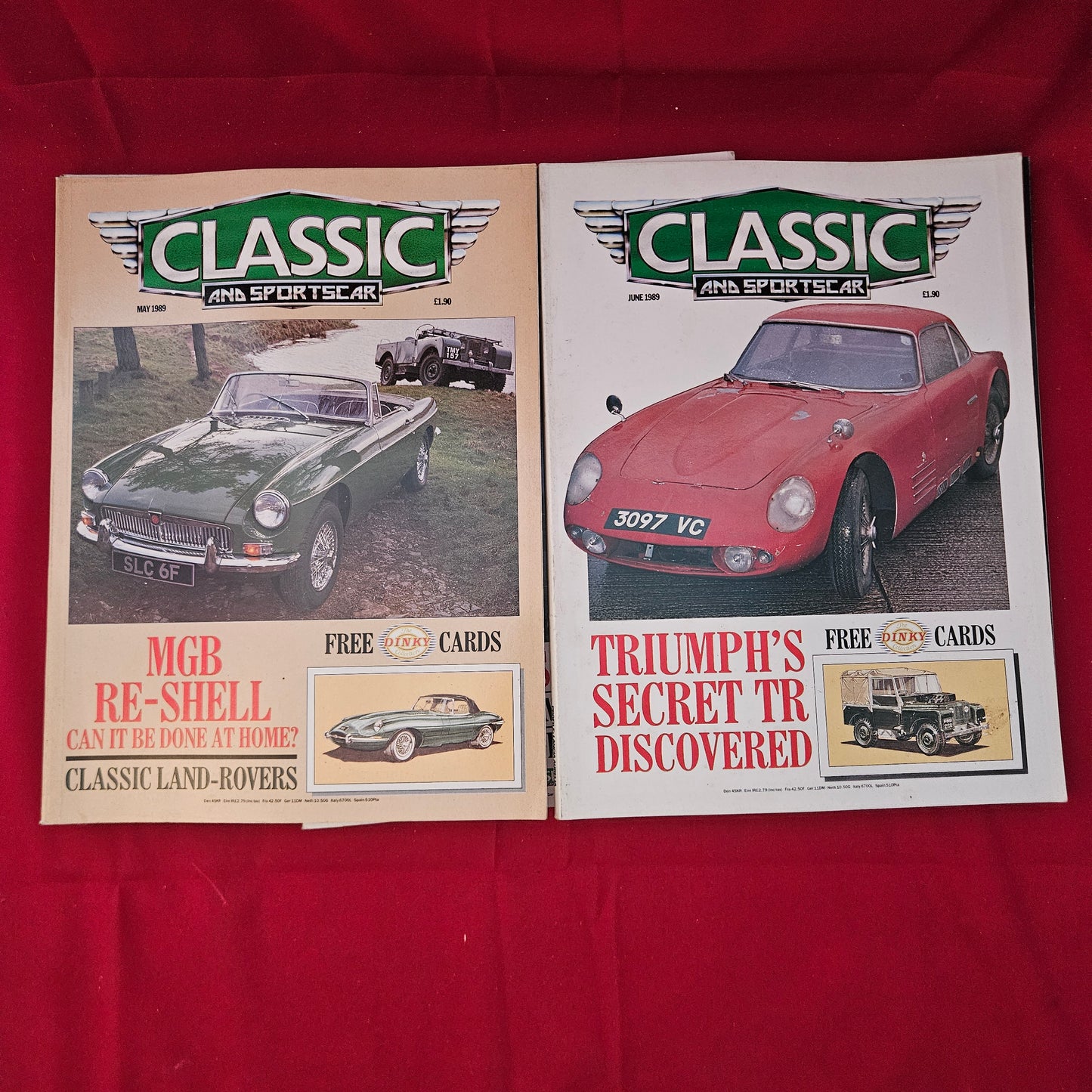 BUNDLE 5x CLASSIC AND SPORTSCAR Magazines 1989 Job Lot (BJL0114)