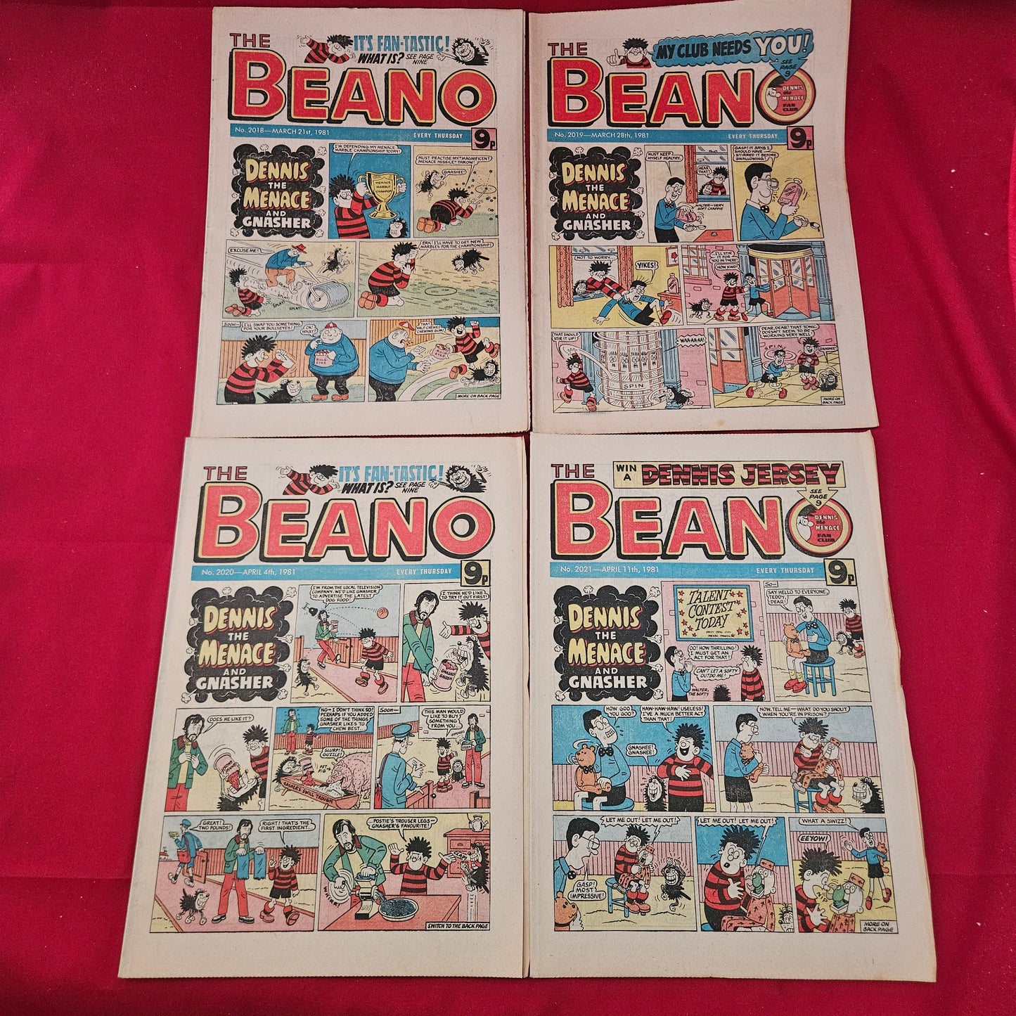 BUNDLE 10x THE BEANO Comics Job Lot 1981 Dennis the Menace (BJL0124)