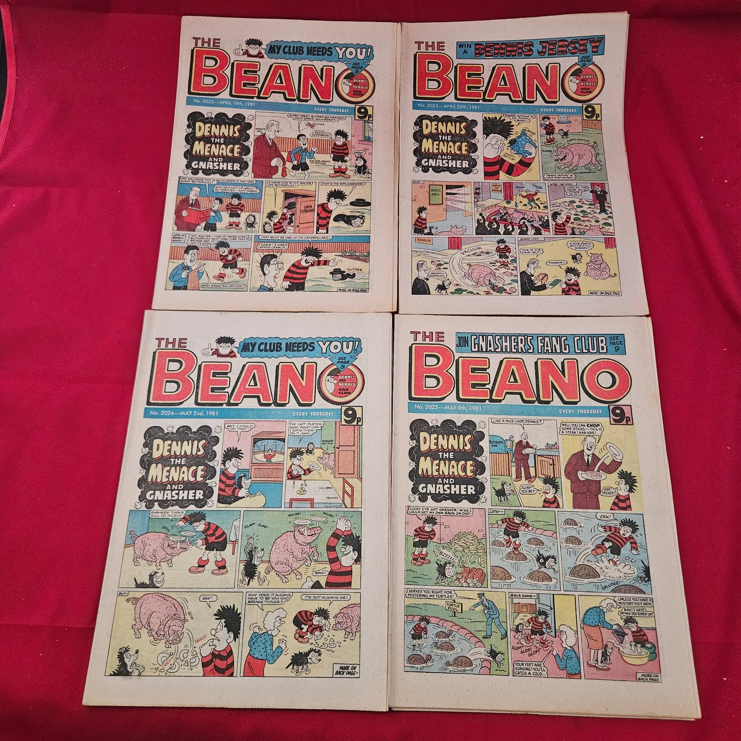 BUNDLE 10x THE BEANO Comics Job Lot 1981 Dennis the Menace (BJL0124)