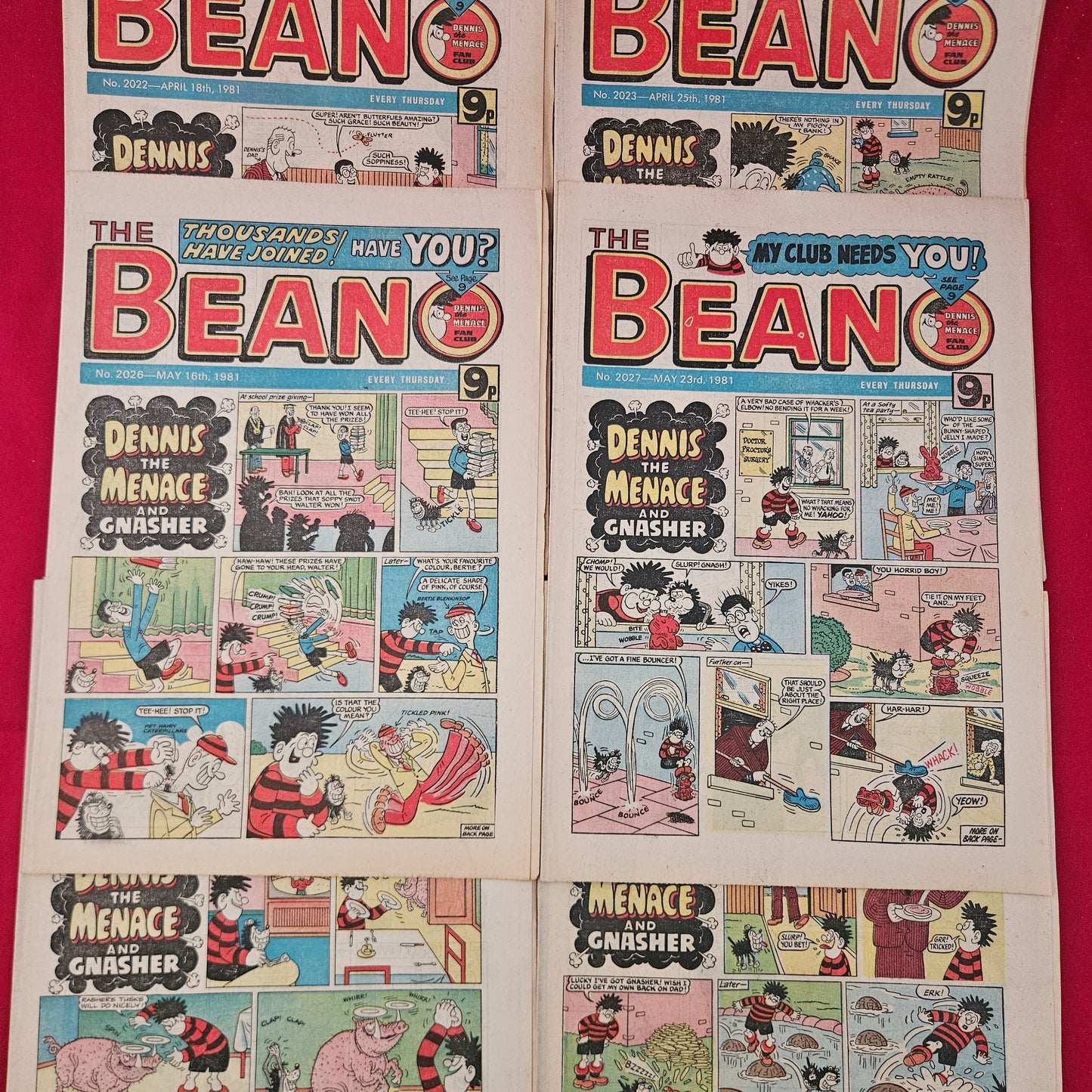 BUNDLE 10x THE BEANO Comics Job Lot 1981 Dennis the Menace (BJL0124)