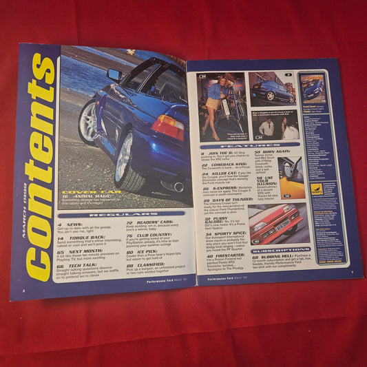 Performance Ford Magazine March 1999 (1240) Escort Cosworth Cabrio Focus WRC XR2