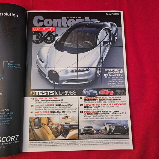 Motor Trend Magazine May 2016 (1244) Bugatti Chiron Lamborghini Mclaren CT6
