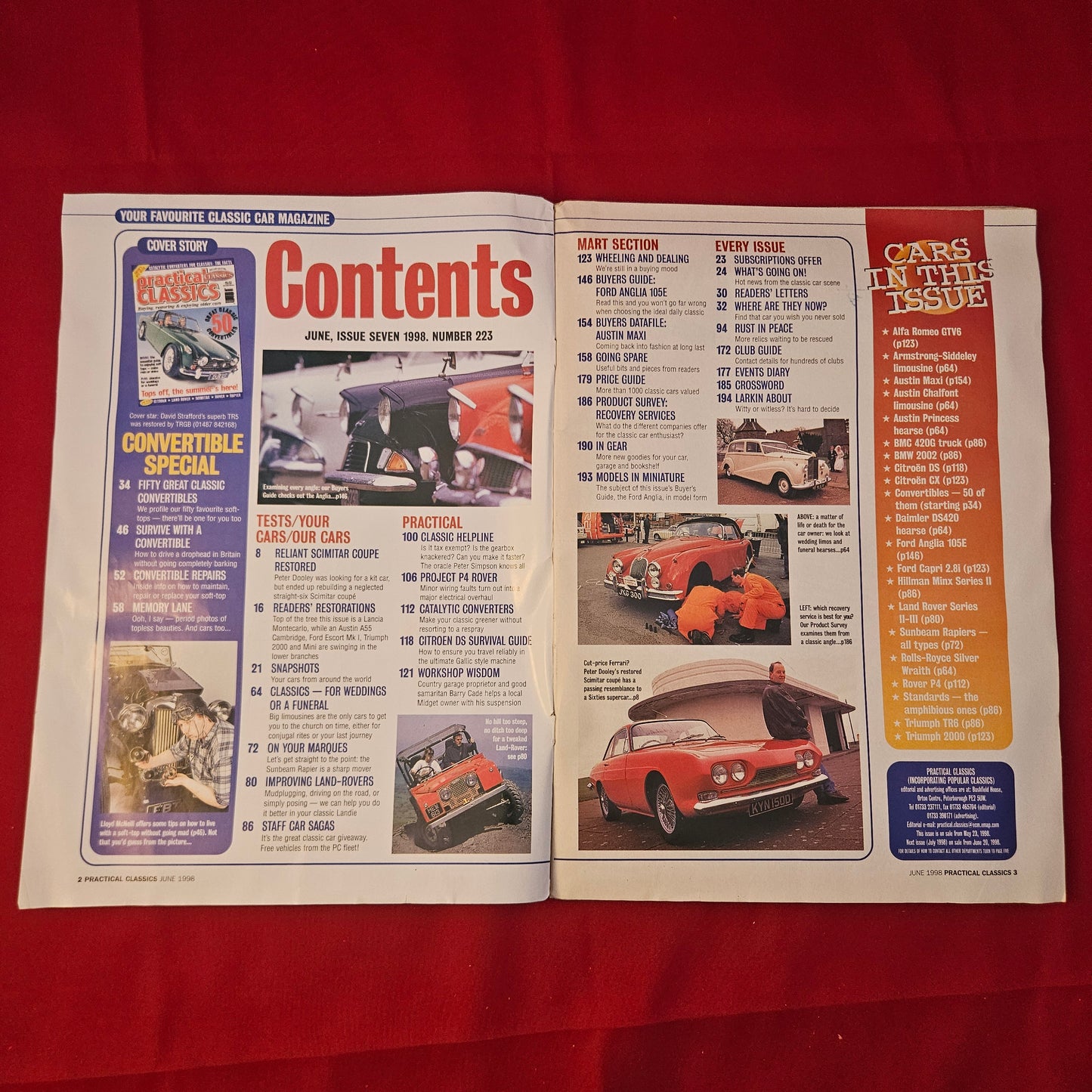 Practical Classics Magazine June 1998 (1244) Convertible Special TR6 Scimitar