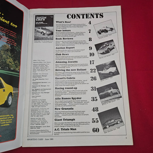Sporting Cars Magazine June 1985 (1255) Vol 3 No 8 Alfa Spyder Ford Granada Scorpio