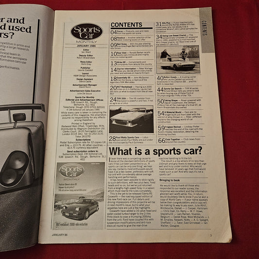 Sports Car Monthly January 1986 (1257) Mazda RX7 Evaluation TVR 350i Unipower