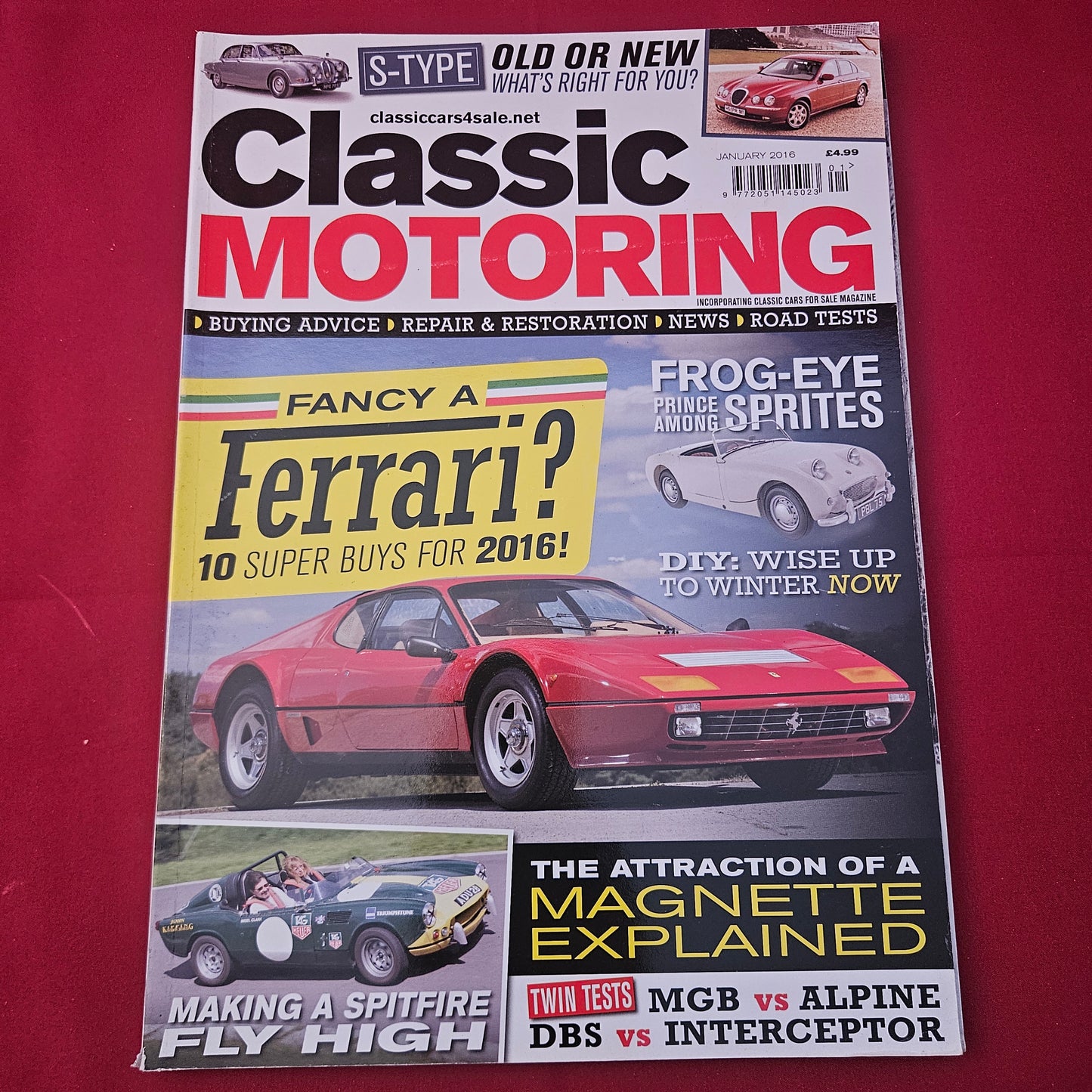 Classic Motoring Magazine January 2016 (1264) Ferrari Special Jaguar S-Type MGB