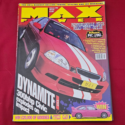 Max Power Magazine February 1998 (1268) 300bhp Honda Civic Escort Cosworth