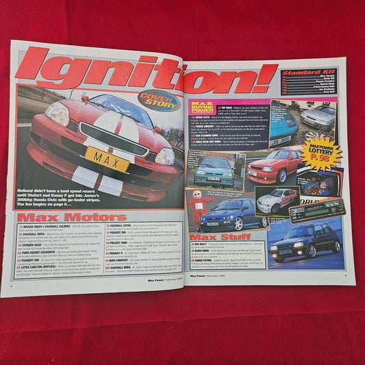 Max Power Magazine February 1998 (1268) 300bhp Honda Civic Escort Cosworth