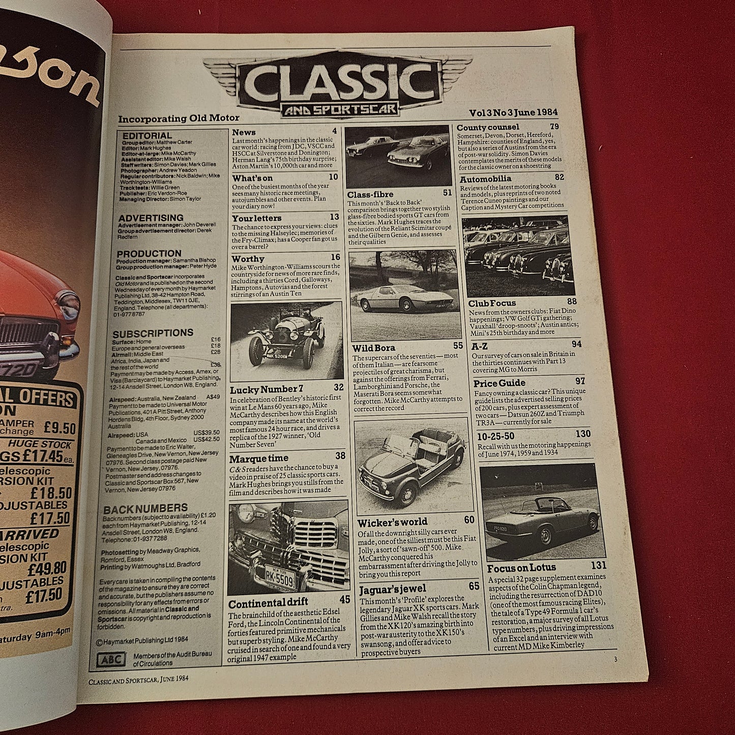 Classic & Sports Car Magazine June 1984 (1273) Jaguar XK Lotus Bora Lincoln