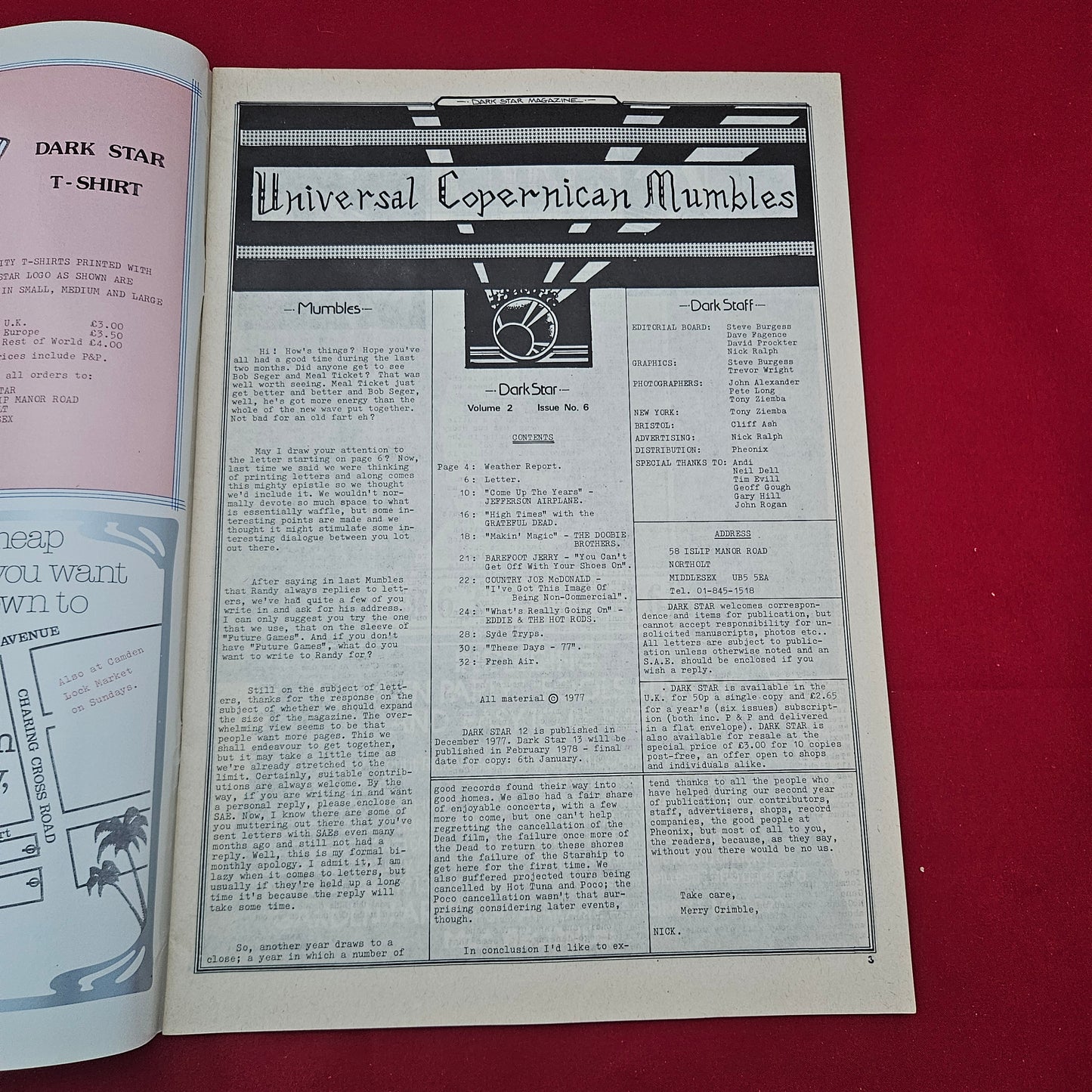Dark Star Magazine December 1977 (1277) Vol 2 No 6 Jefferson Airplane Doobie Bros