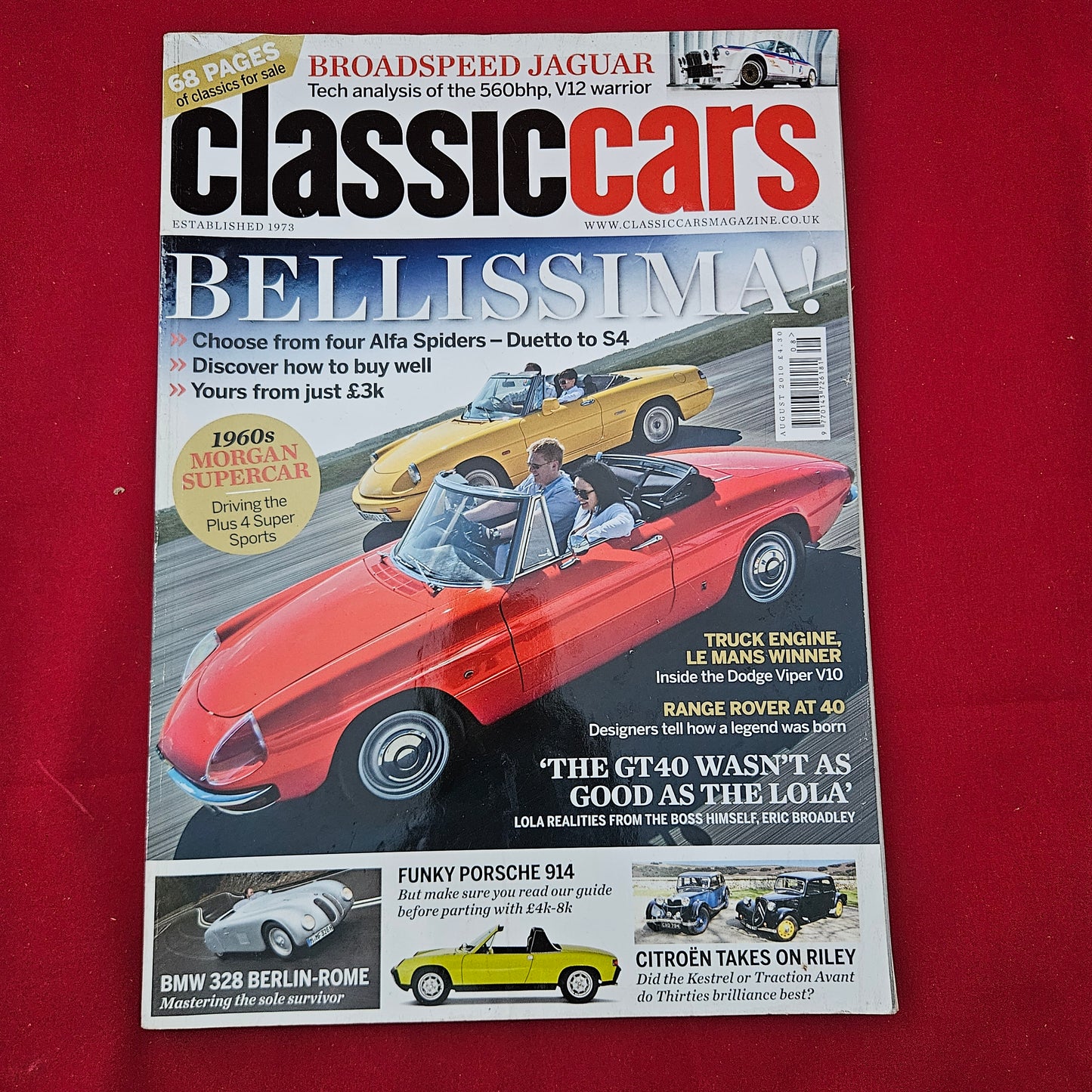Classic Cars Magazine August 2010 (1285) Alfa Spider Broadspeed Jaguar Lola GT40